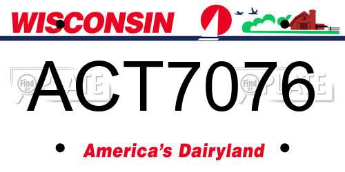 ACT7076 Wisconsin License Plate
