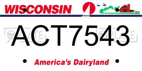 ACT7543 Wisconsin License Plate