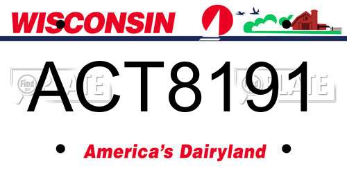 ACT8191 Wisconsin License Plate