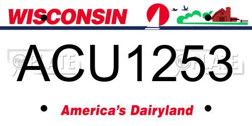ACU1253 Wisconsin License Plate