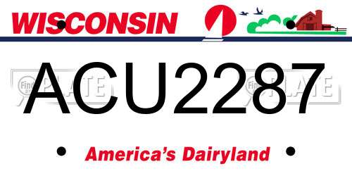 ACU2287 Wisconsin License Plate
