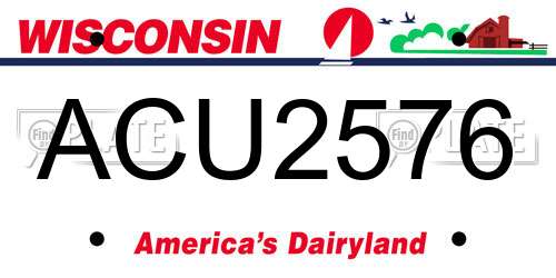 ACU2576 Wisconsin License Plate