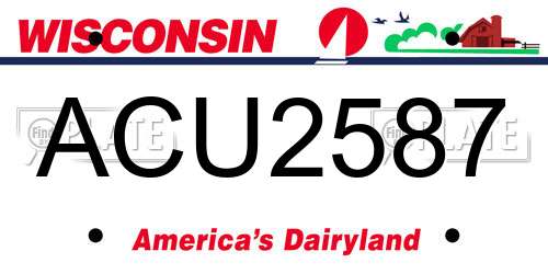 ACU2587 Wisconsin License Plate