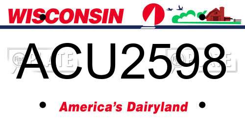 ACU2598 Wisconsin License Plate