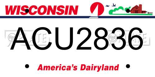 ACU2836 Wisconsin License Plate