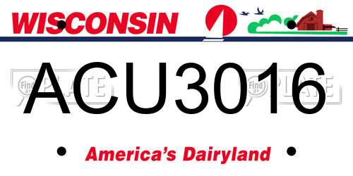ACU3016 Wisconsin License Plate