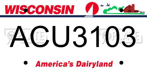 ACU3103 Wisconsin License Plate