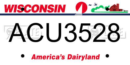 ACU3528 Wisconsin License Plate