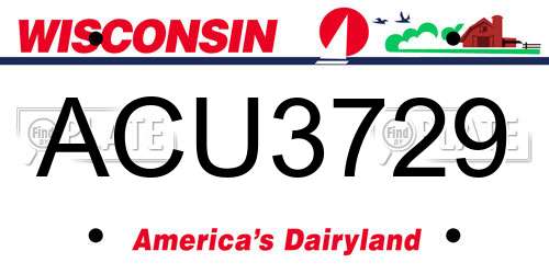 ACU3729 Wisconsin License Plate