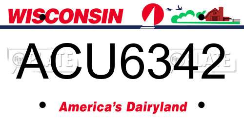 ACU6342 Wisconsin License Plate