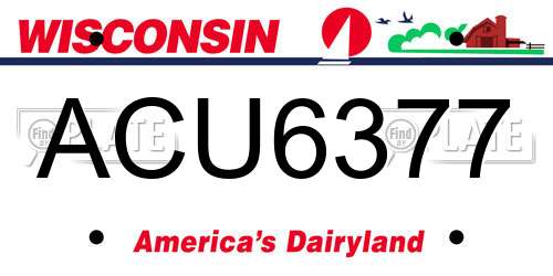 ACU6377 Wisconsin License Plate