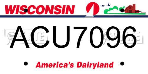 ACU7096 Wisconsin License Plate
