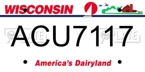ACU7117 Wisconsin License Plate