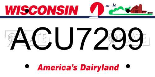 ACU7299 Wisconsin License Plate