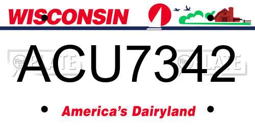 ACU7342 Wisconsin License Plate