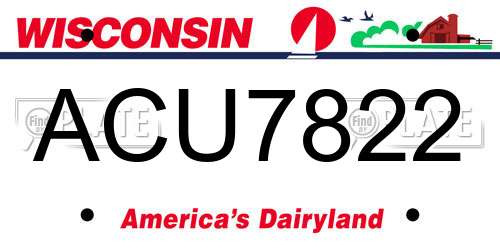 ACU7822 Wisconsin License Plate