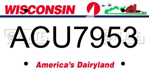 ACU7953 Wisconsin License Plate