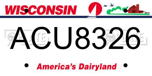 ACU8326 Wisconsin License Plate