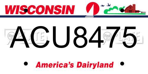 ACU8475 Wisconsin License Plate