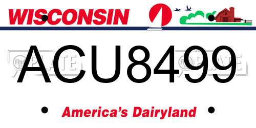 ACU8499 Wisconsin License Plate