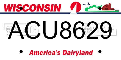 ACU8629 Wisconsin License Plate