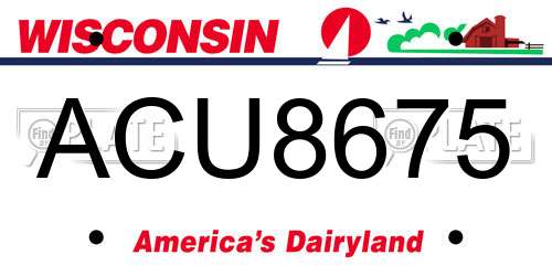 ACU8675 Wisconsin License Plate