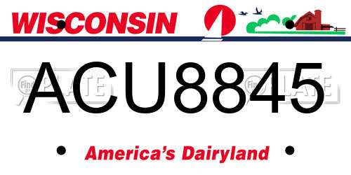 ACU8845 Wisconsin License Plate