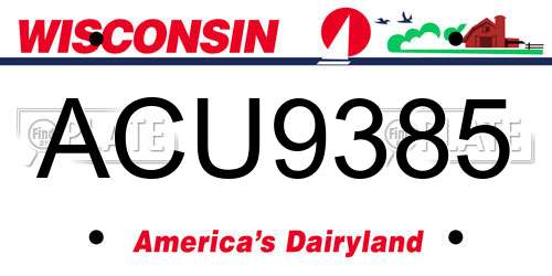 ACU9385 Wisconsin License Plate