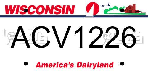 ACV1226 Wisconsin License Plate