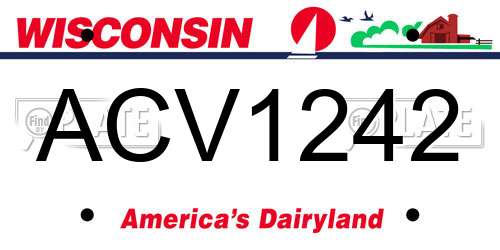 ACV1242 Wisconsin License Plate