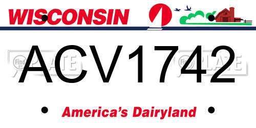 ACV1742 Wisconsin License Plate