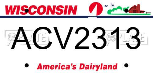 ACV2313 Wisconsin License Plate