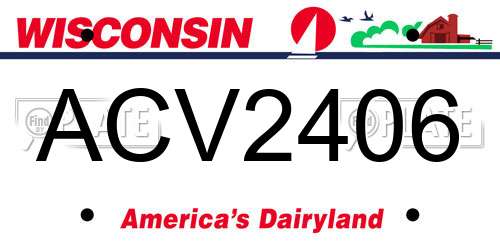 ACV2406 Wisconsin License Plate