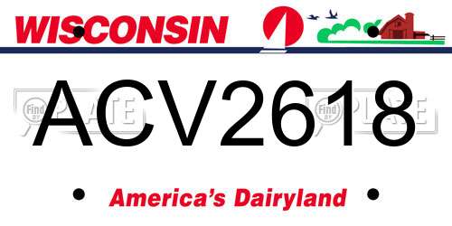 ACV2618 Wisconsin License Plate