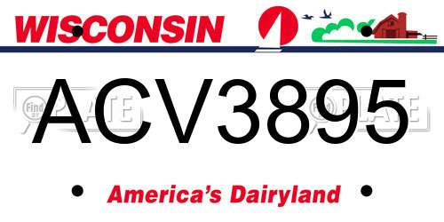 ACV3895 Wisconsin License Plate