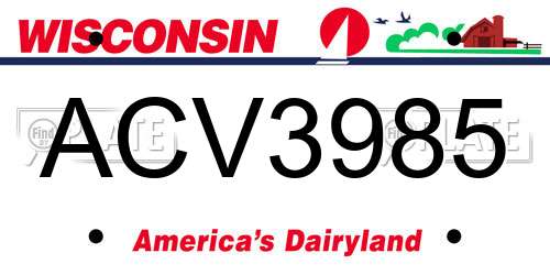 ACV3985 Wisconsin License Plate
