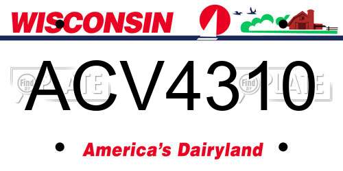 ACV4310 Wisconsin License Plate