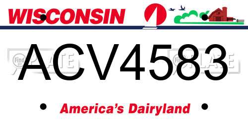 ACV4583 Wisconsin License Plate