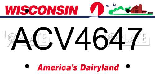 ACV4647 Wisconsin License Plate