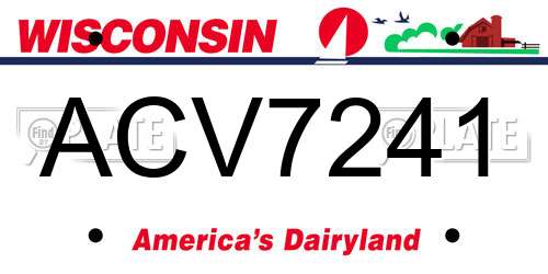 ACV7241 Wisconsin License Plate