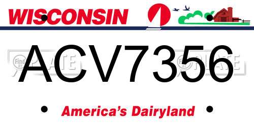 ACV7356 Wisconsin License Plate