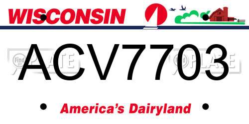 ACV7703 Wisconsin License Plate