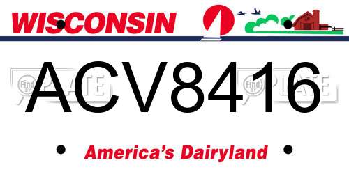 ACV8416 Wisconsin License Plate