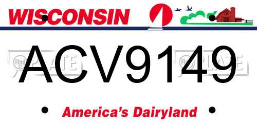 ACV9149 Wisconsin License Plate