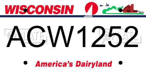 ACW1252 Wisconsin License Plate