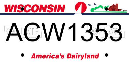 ACW1353 Wisconsin License Plate
