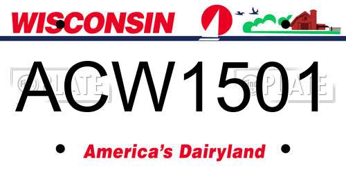 ACW1501 Wisconsin License Plate