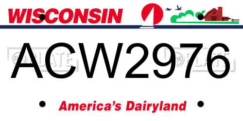 ACW2976 Wisconsin License Plate