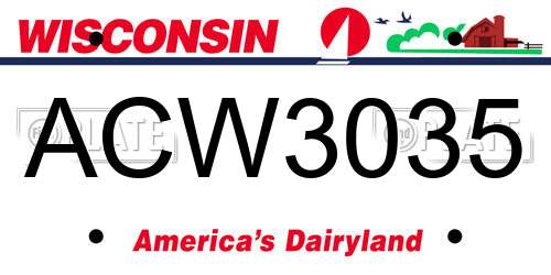 ACW3035 Wisconsin License Plate