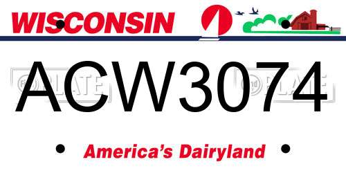 ACW3074 Wisconsin License Plate